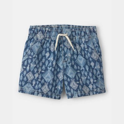 Toddler Boy Fish Denim Chambray Shorts