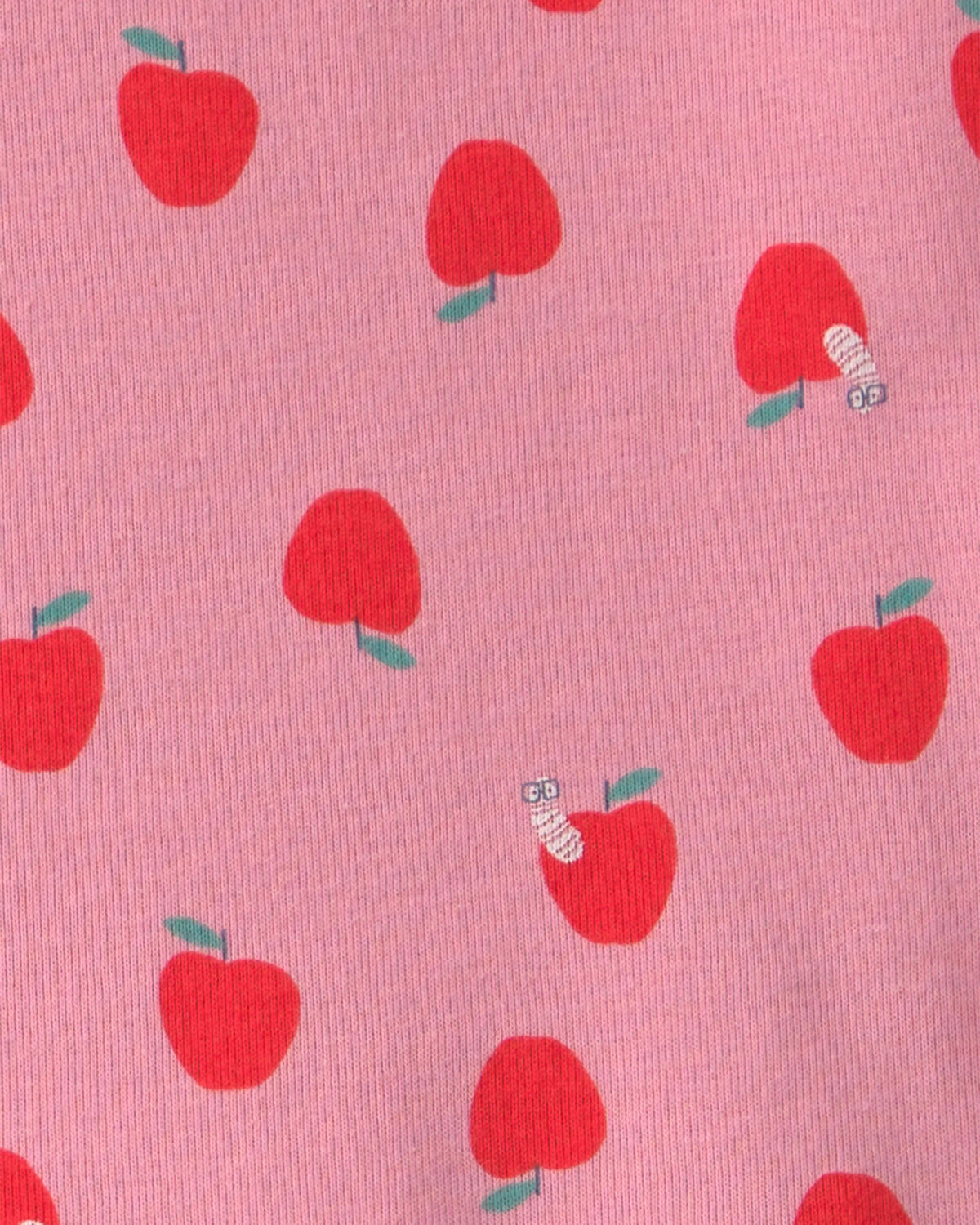 Toddler Girl Apple 100% Cotton 2-Piece Pajama Set - Pink - Image 2