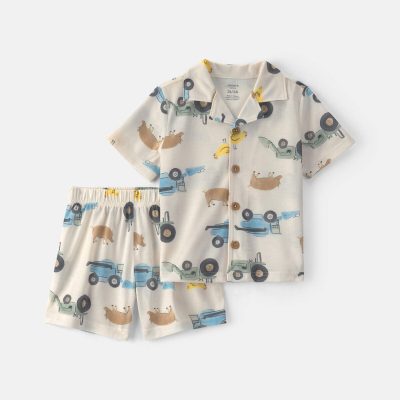 Toddler Boy 2-Piece Farm Short-Sleeve Pajama Set