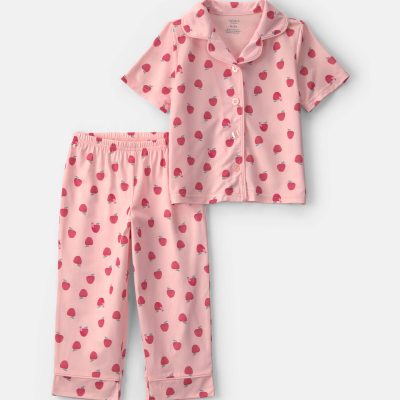 Toddler Girl Apple Short-Sleeve 2-Piece Pajama Set - Pink