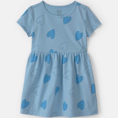 Toddler Girl Heart Short-Sleeve Dress - Blue