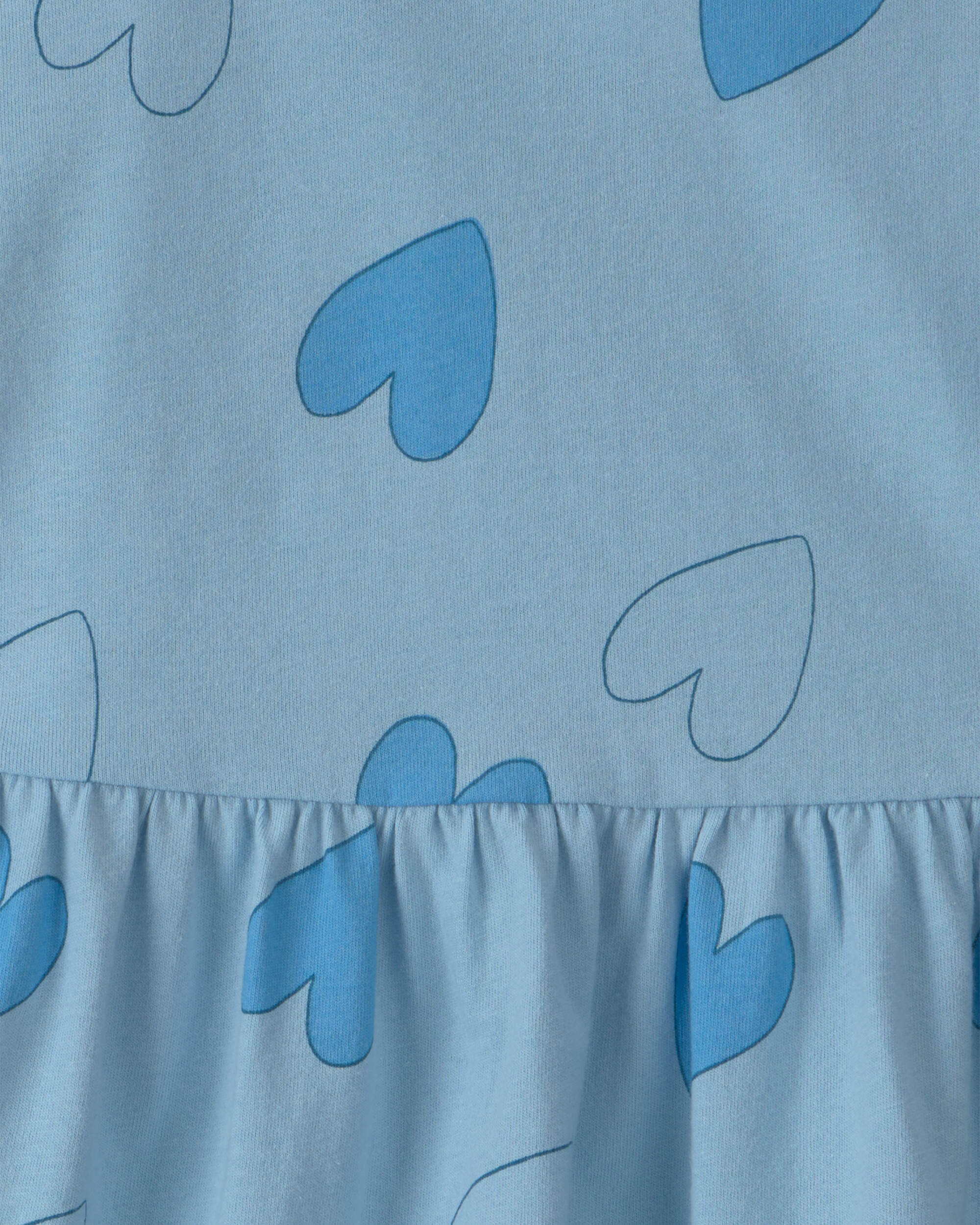 Toddler Girl Heart Short-Sleeve Dress - Blue - Image 4
