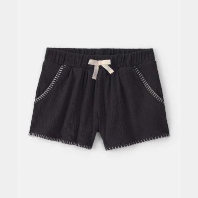 Toddler Girl Crinkle Shorts - Black