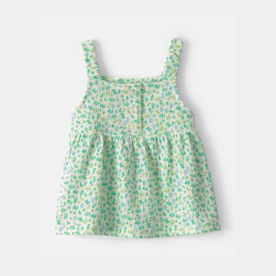 Toddler Girl Floral Tank Top - Green