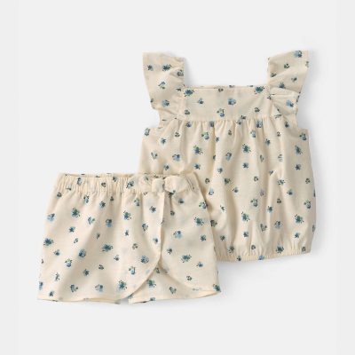 Toddler Girl 2-Piece Floral Tank Top & Skort Set - Ivory