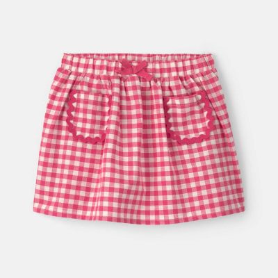Toddler Girl Gingham Skort - Red