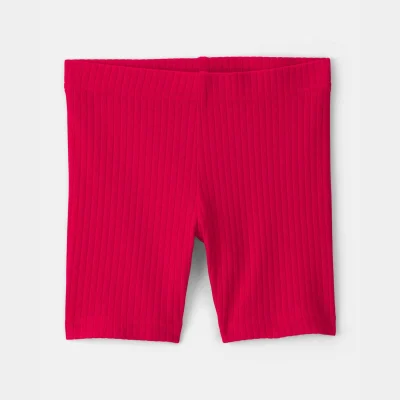 Toddler Girl Rib Bike Shorts - Red