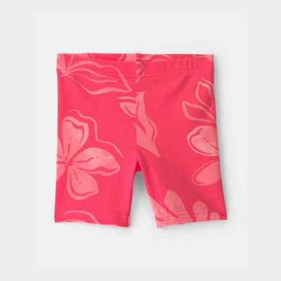 Toddler Girl Floral Bike Shorts - Coral