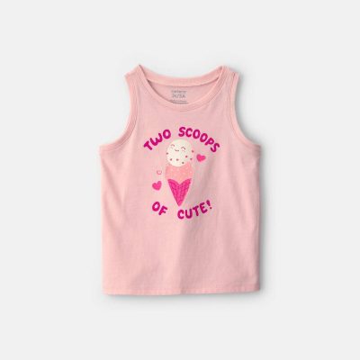 Toddler Girl Ice Cream Graphic Tank - Pink