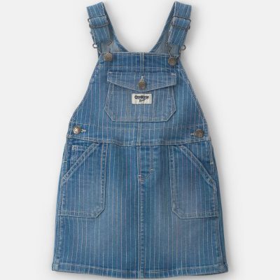 Toddler Girl Rainbow Stripe Denim Skirtall - Medium Wash