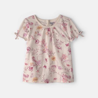Toddler Girl Floral Tie-Sleeve Top - Ivory