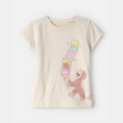 Toddler Girl Curious George Ice Cream Graphic Tee - Cream