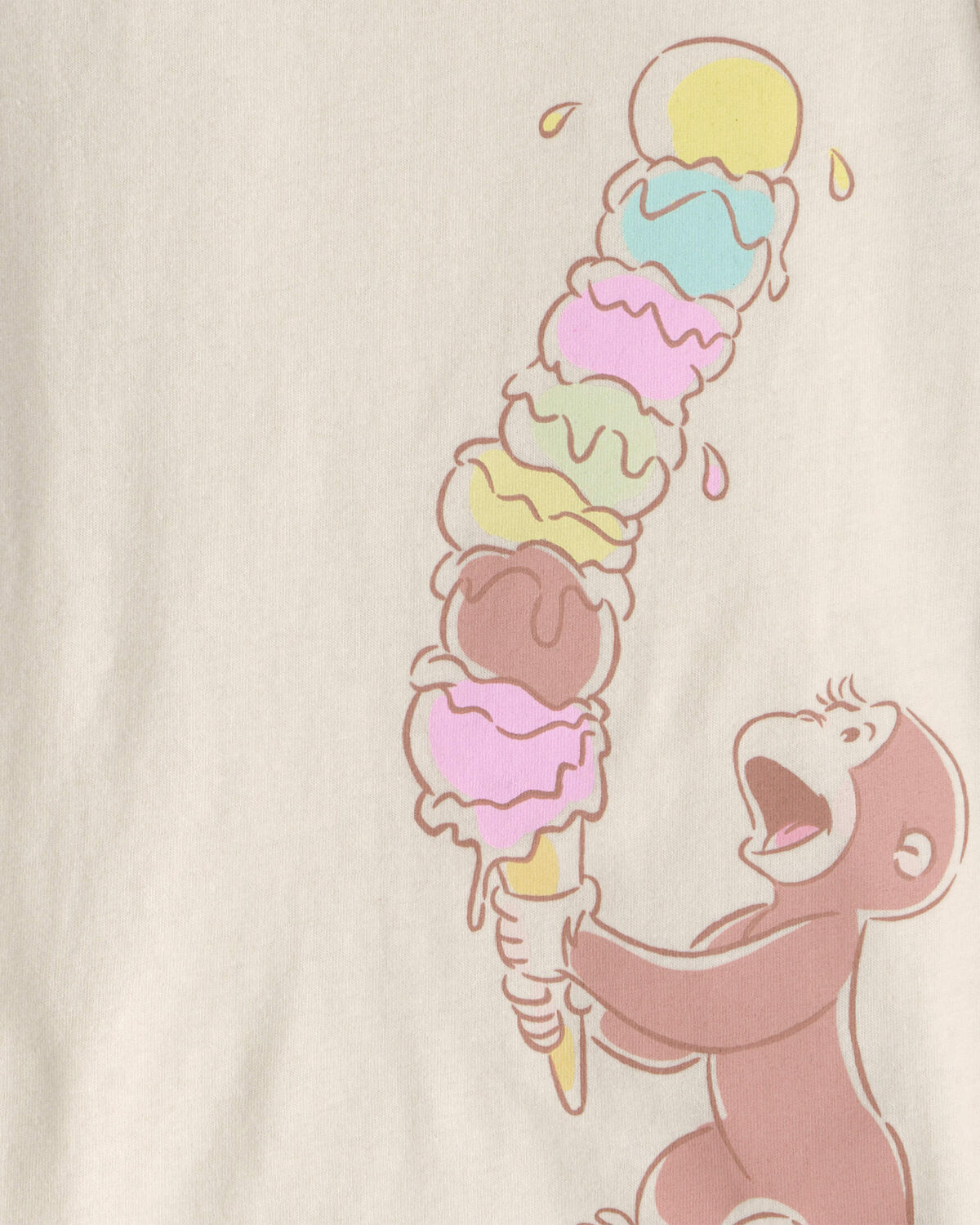 Toddler Girl Curious George Ice Cream Graphic Tee - Cream - Image 2
