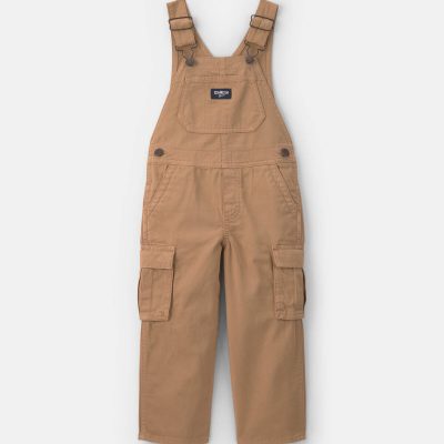 Toddler Boy Cargo Overalls - Khaki