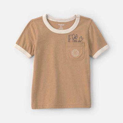 Toddler Boy Tools Embroidered Pocket Graphic Tee - Tan