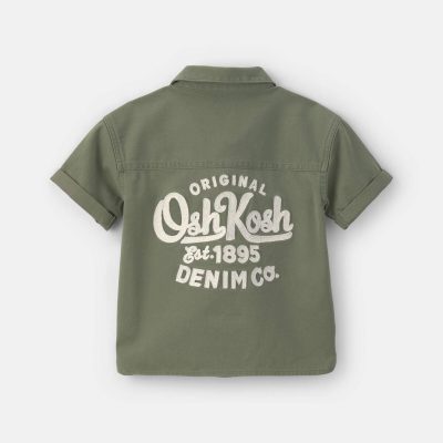 Toddler Boy OshKosh Logo Short-Sleeve Button-Down Shirt - Green