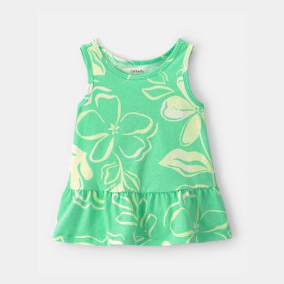 Toddler Girl Floral Peplum Tank Top - Green