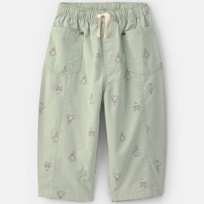 Toddler Girl Floral Barrel Pants - Green