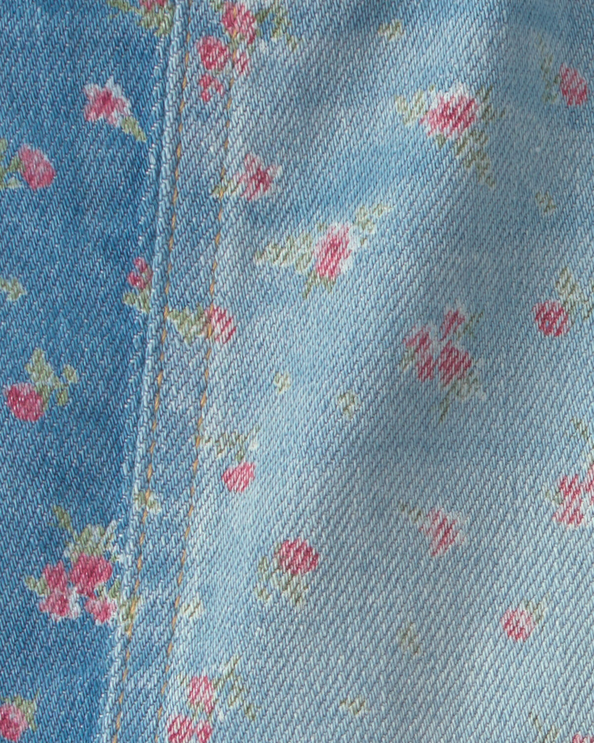 Toddler Girl Floral Denim Skirt - Light Wash - Image 2