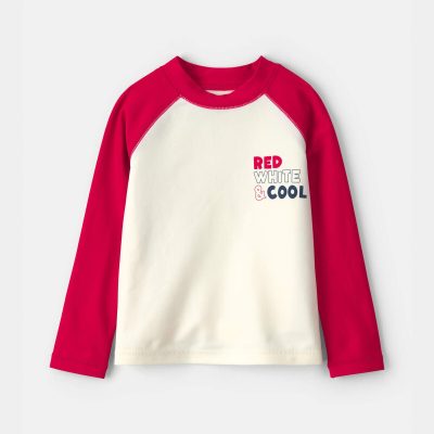 Toddler Boy 'Red White & Cool' Rashguard - Red/White
