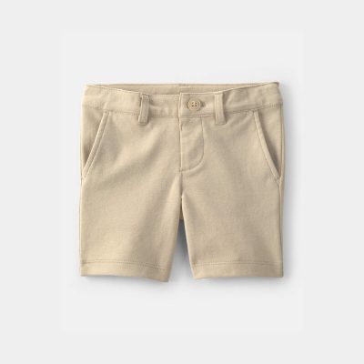 Toddler Girl Uniform Ponte Knit Shorts - Khaki