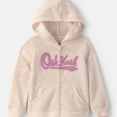 Toddler Girl Heart OshKosh Logo Fleece Zip-Up Hoodie - Cream