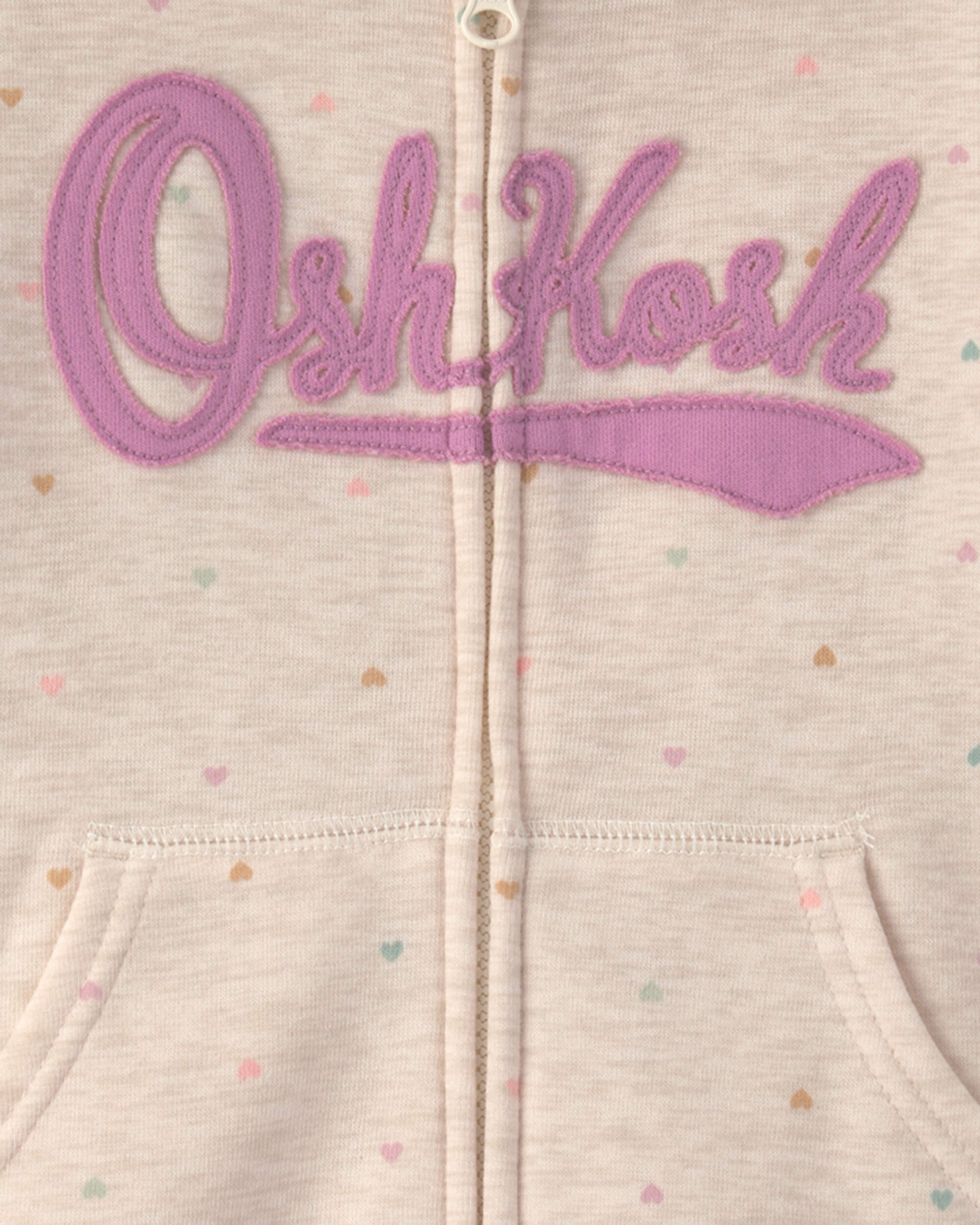 Toddler Girl Floral OshKosh Logo Zip-Up Hoodie - Blue - Image 5