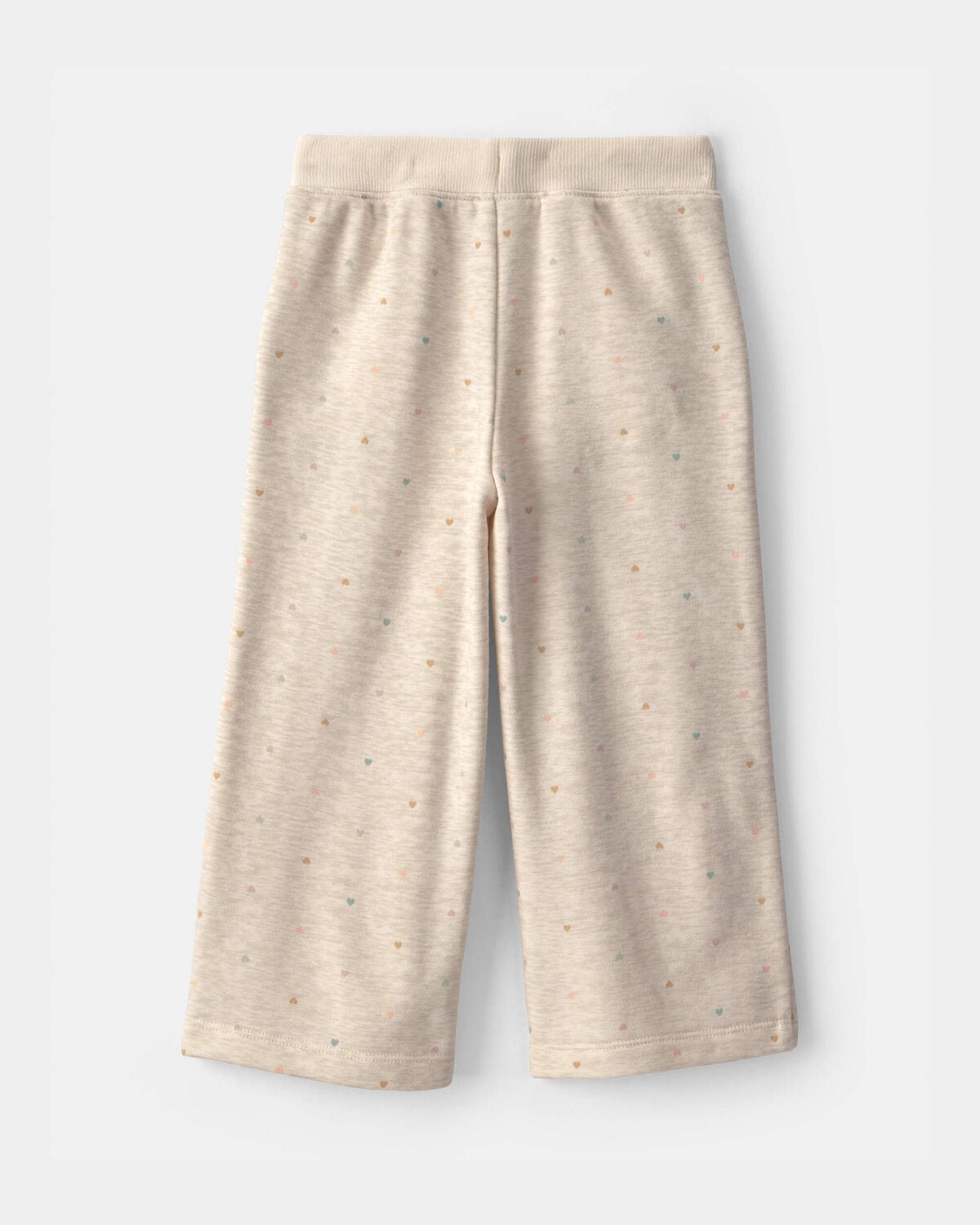 Toddler Girl Heart Fleece Drawstring Pants - Cream - Image 2