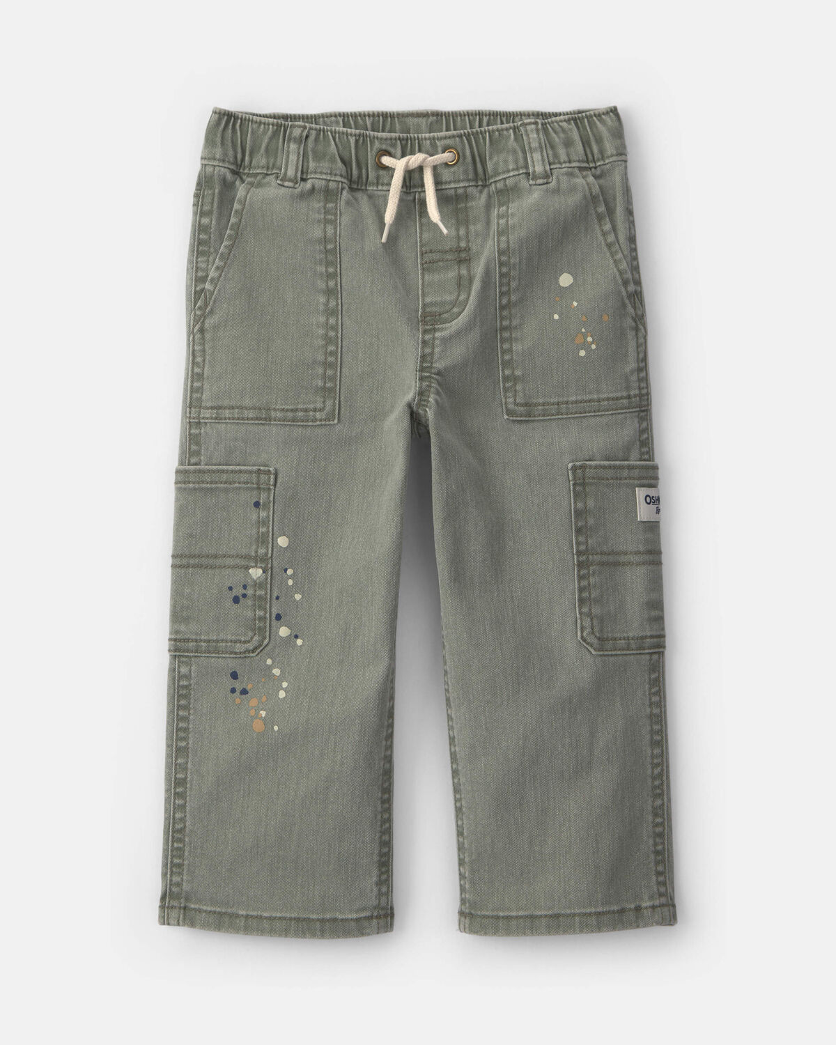 Toddler Boy Splatter Paint Wide-Leg Carpenter Pants - Green