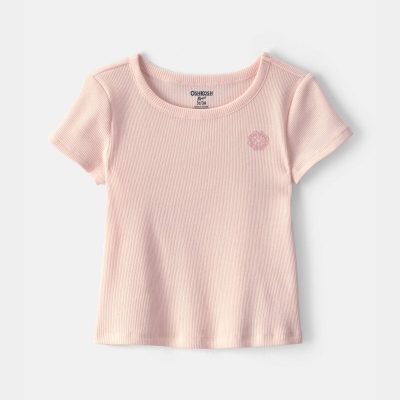 Toddler Girl OshKosh Logo Ribbed Tee - Pink
