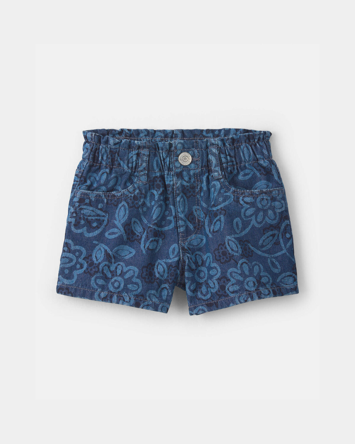 Toddler Girl Floral Denim Shorts - Dark Wash