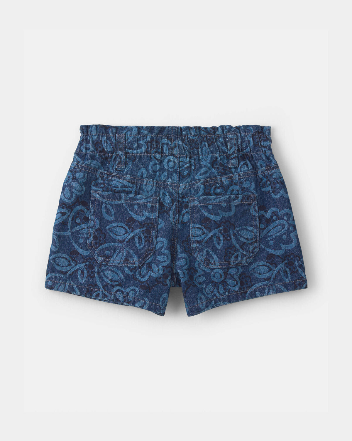 Toddler Girl Floral Denim Shorts - Dark Wash - Image 2