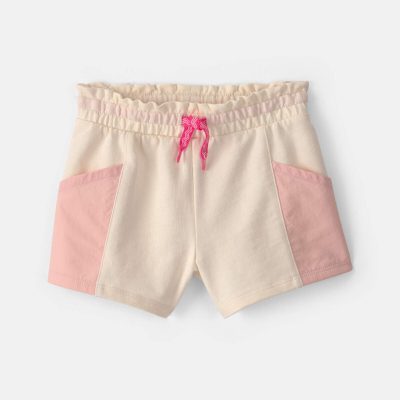 Toddler Girl French Terry Shorts - Pink/Ivory
