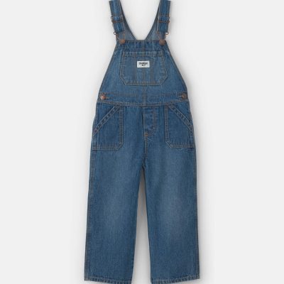 Toddler Girl Wide-Leg Overalls - Medium Wash