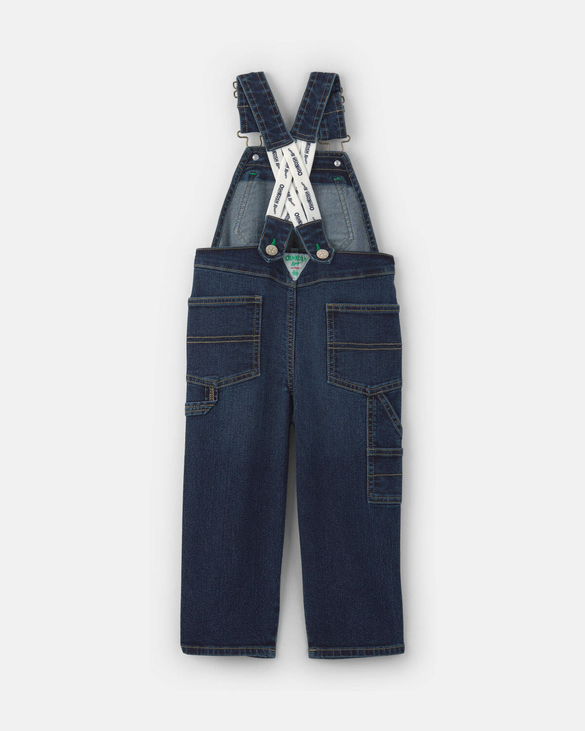 Toddler Elastic Strap Denim Overalls - Dark Wash - Image 2