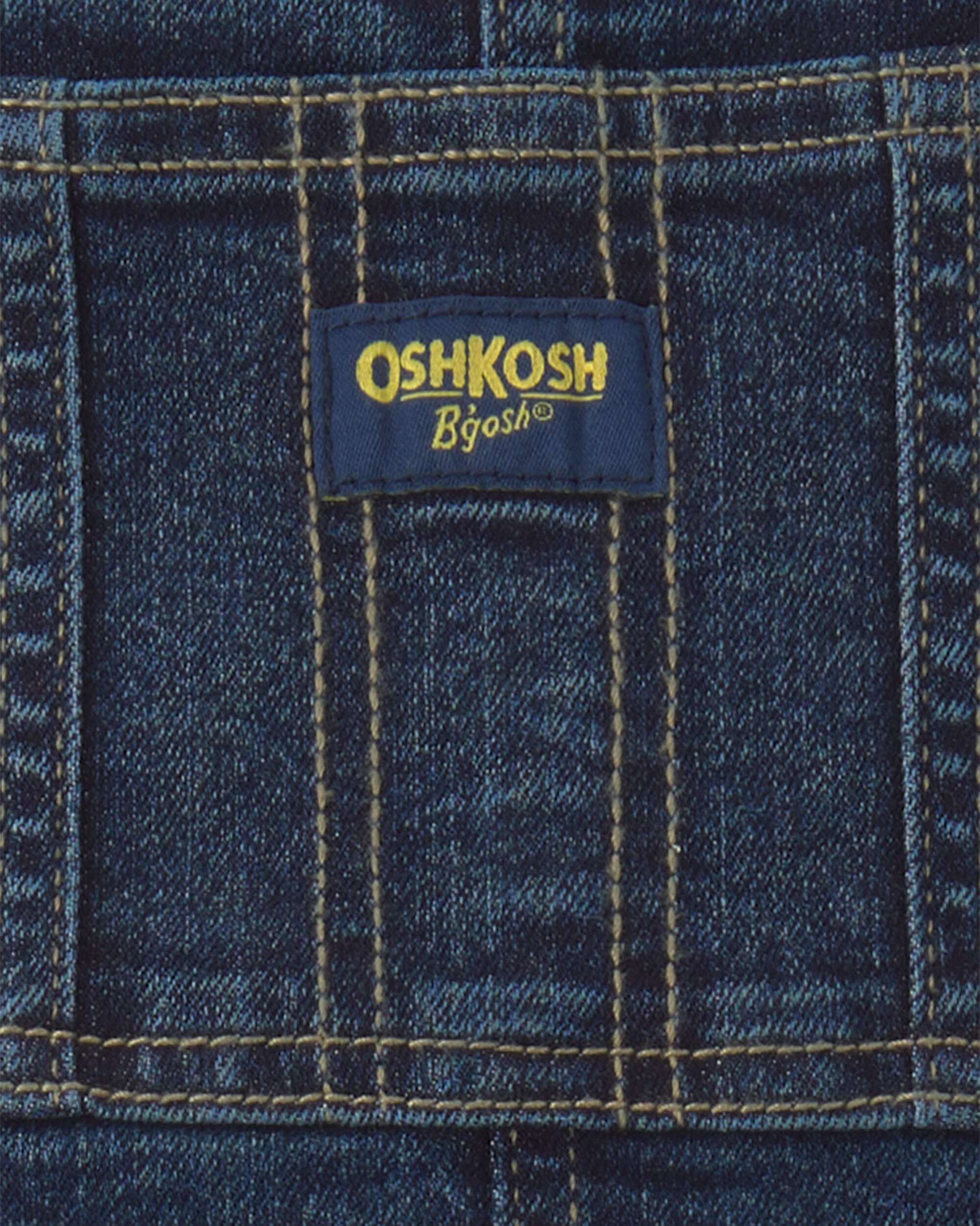 Toddler Elastic Strap Denim Overalls - Dark Wash - Image 4