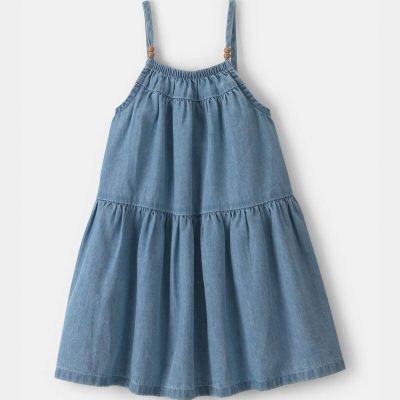 Toddler Girl Chambray Sleeveless Dress