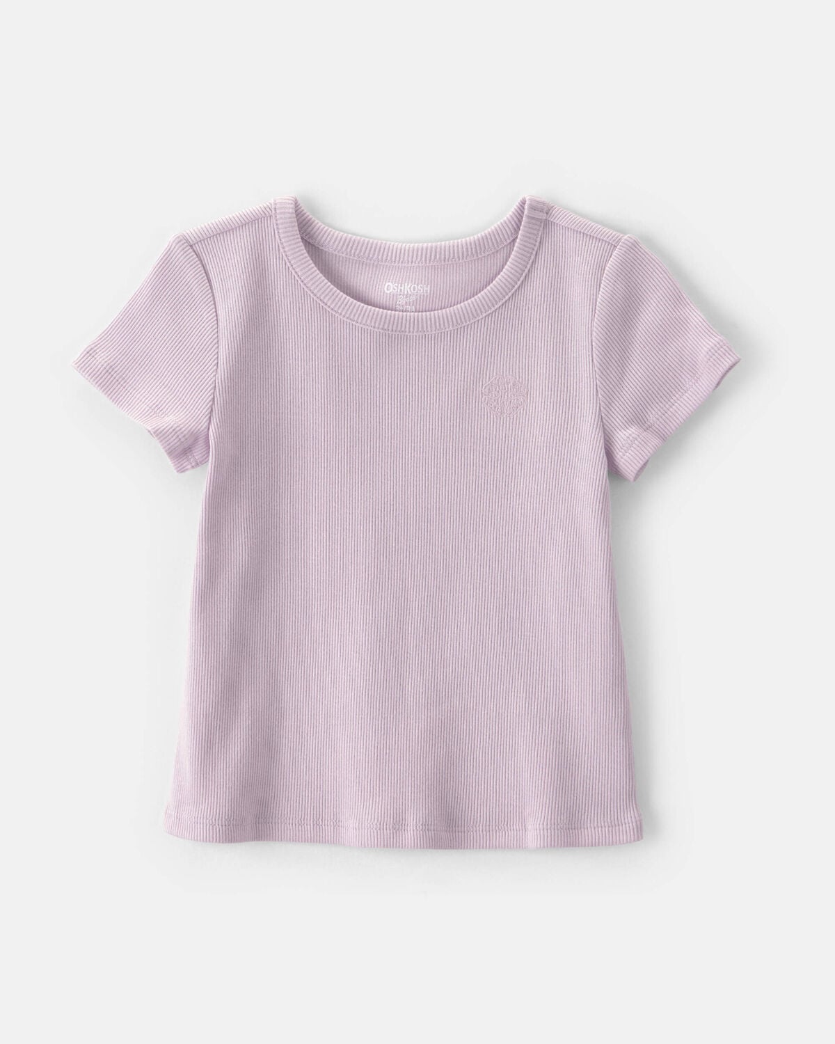 Toddler Girl Logo Embroidered Ribbed Tee - Purple