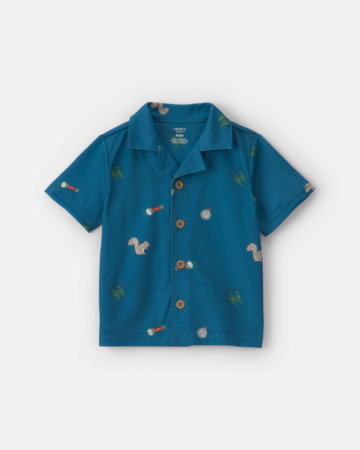 Toddler Boy Camp Short-Sleeve 2-Piece Pajama Set - Blue - Image 2