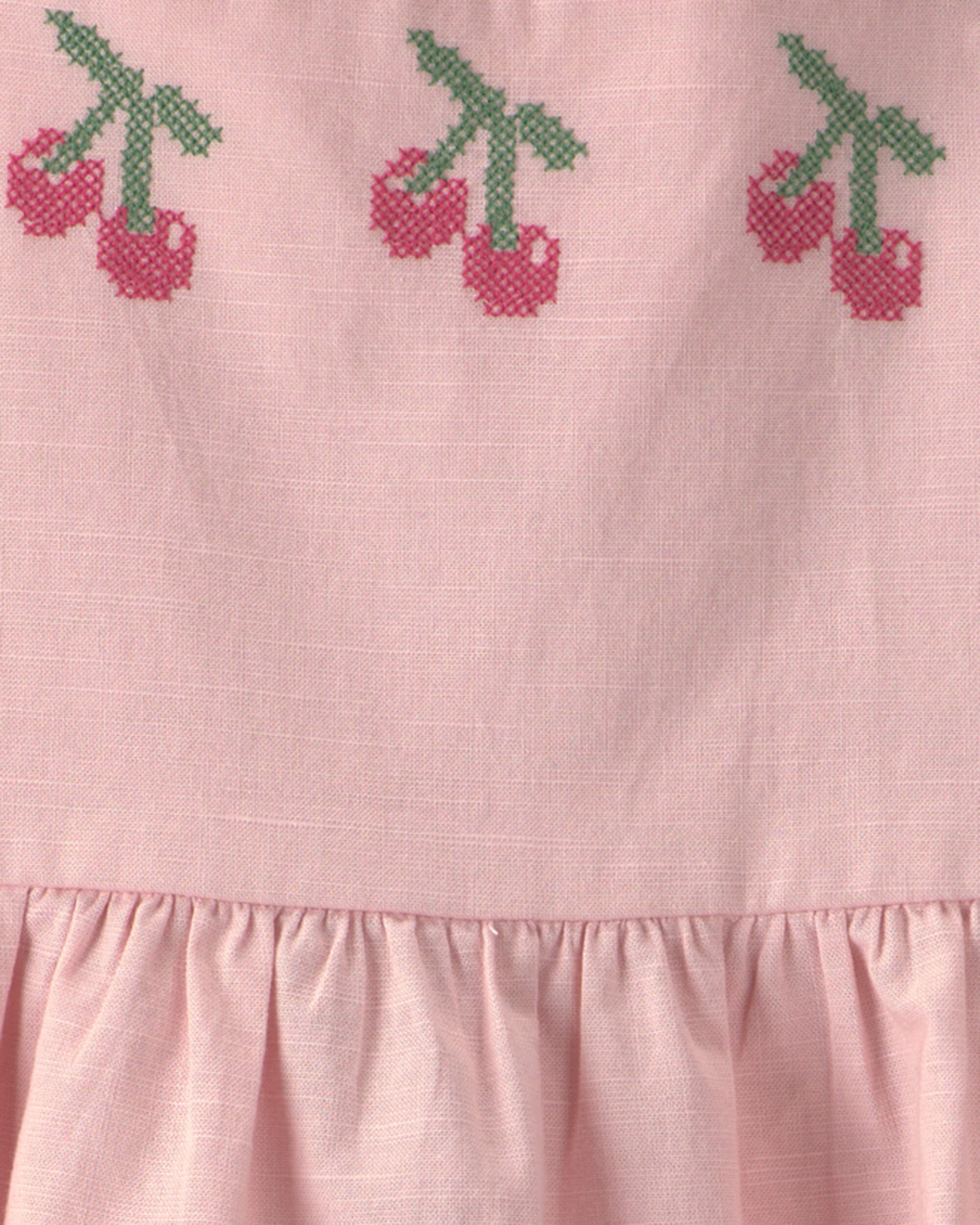 Toddler Girl Cherry Sleeveless Dress - Pink - Image 4