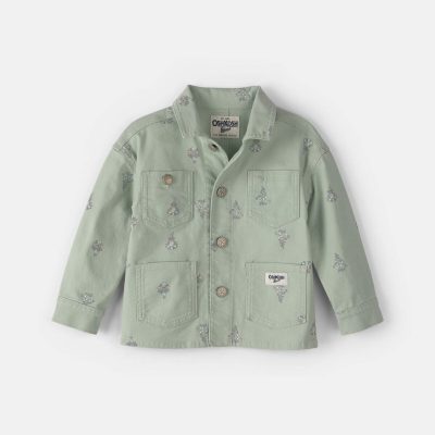 Toddler Girl Floral Canvas Jacket - Green