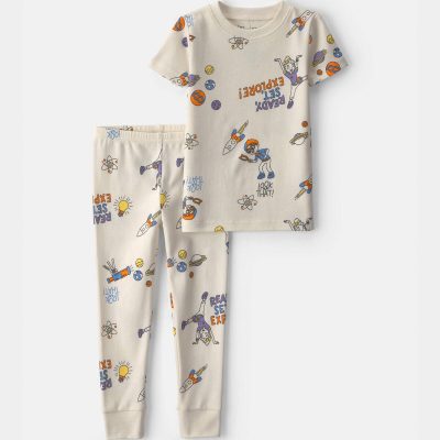 Toddler 2-Piece Blippi Short-Sleeve Pajama Set - Cream