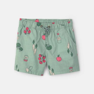 Toddler Boy Veggie Fruit Shorts - Green