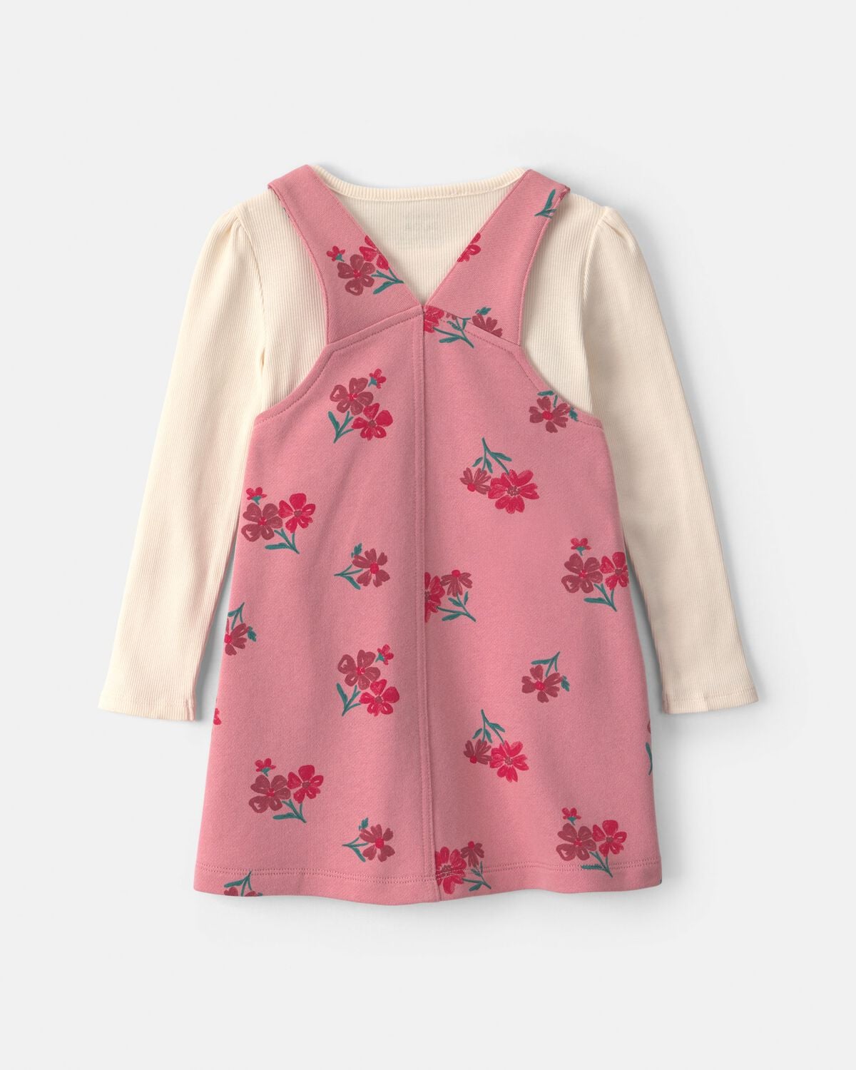 Toddler Girl Floral French Terry Long-Sleeve Dress Set - Pink/Cream - Image 2