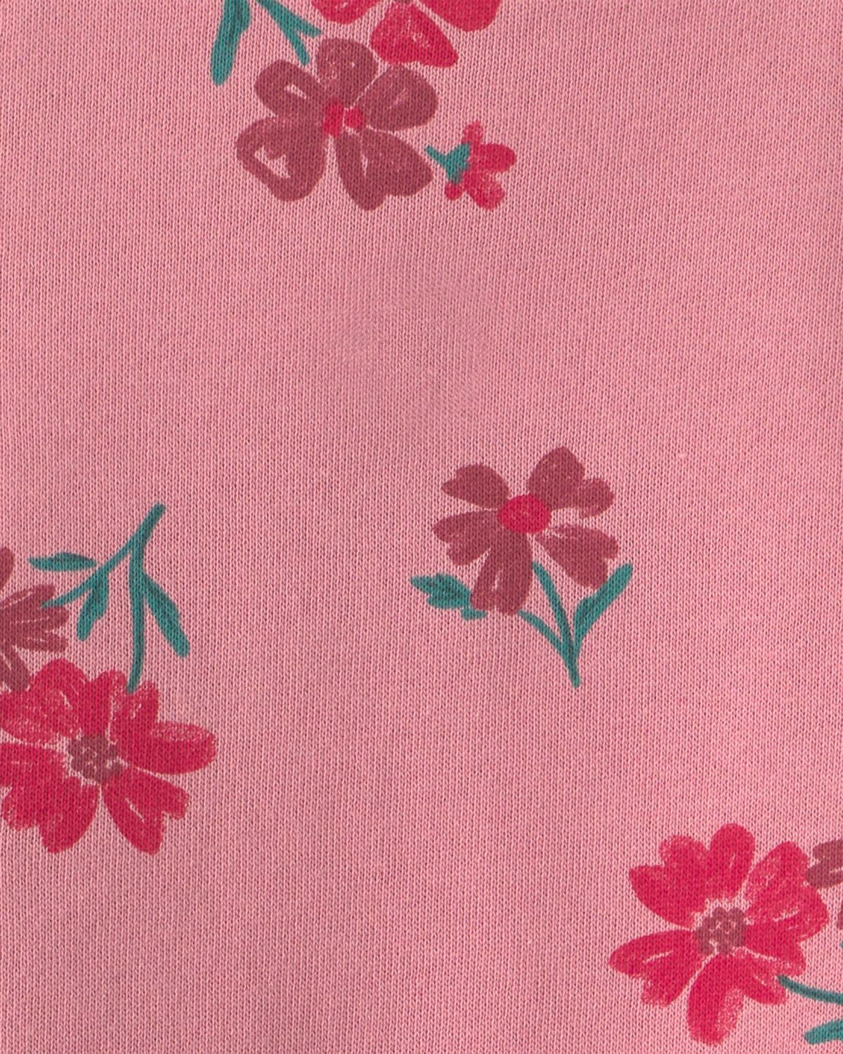 Toddler Girl Floral French Terry Long-Sleeve Dress Set - Pink/Cream - Image 4