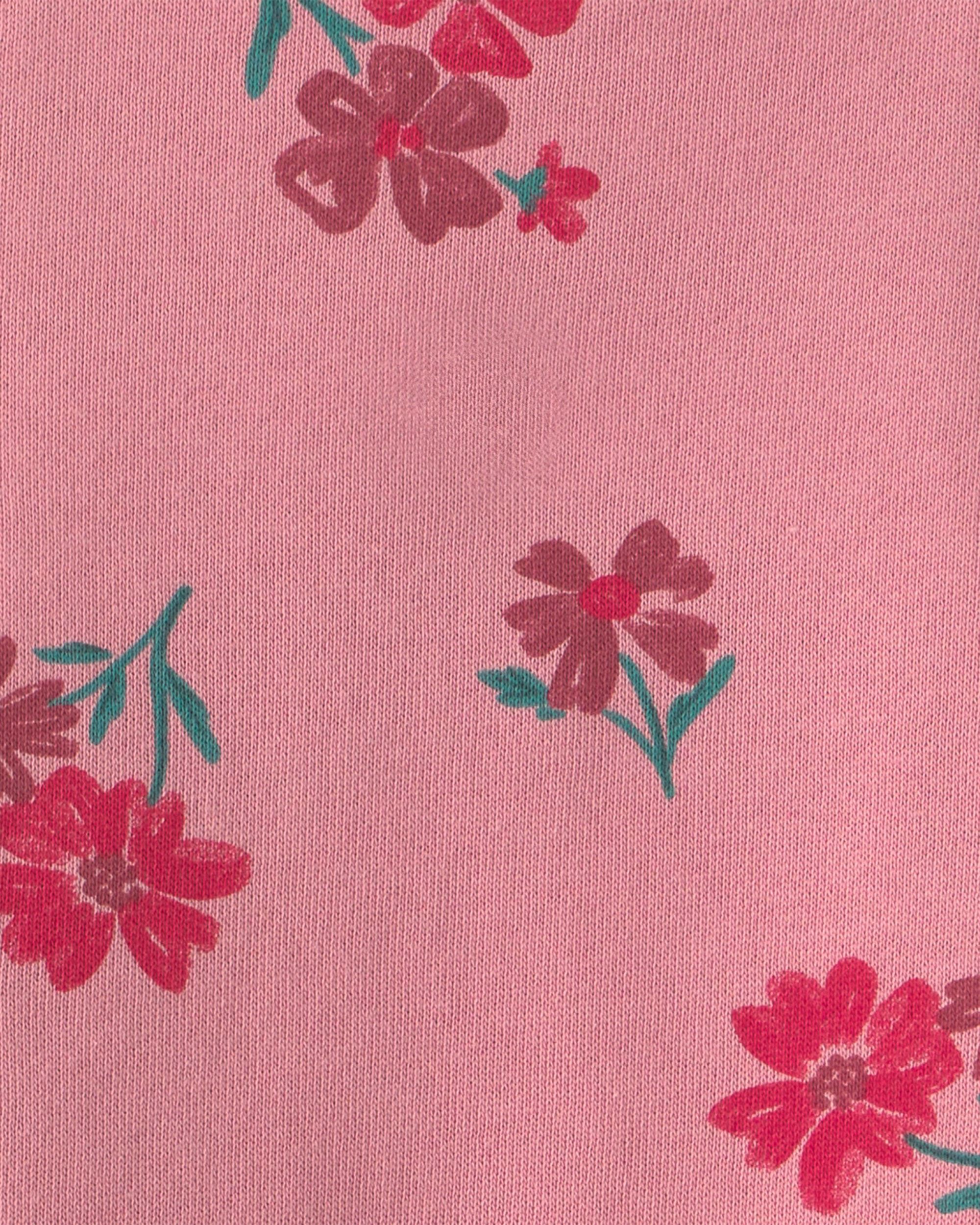 Toddler Girl Floral French Terry Long-Sleeve Dress Set - Pink/Cream - Image 6
