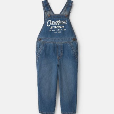 Toddler Logo Denim Overalls - Dark Wash