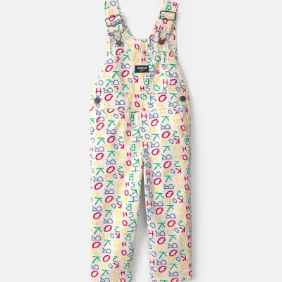 Toddler Alphabet Overalls - White