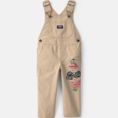 Toddler Train Overalls - Khaki