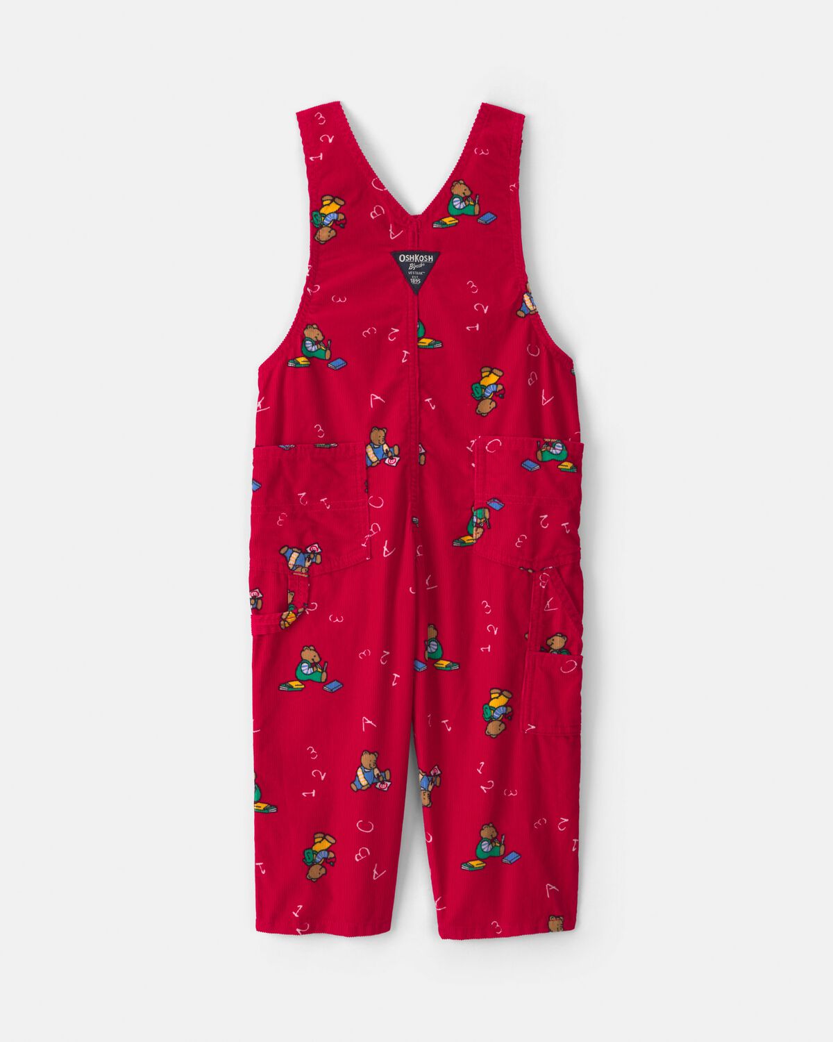 Toddler Bear Corduroy Overalls - Red - Image 2